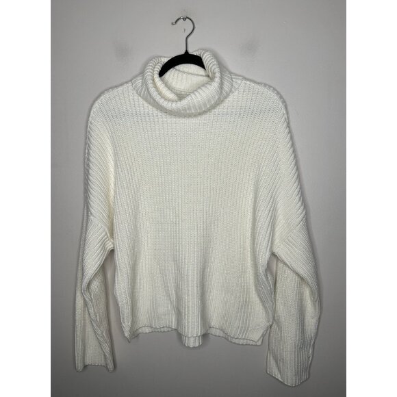 Abercrombie & Fitch Sweater Women’s Cream Chunky Turtleneck Size Large NWT - Picture 1 of 8